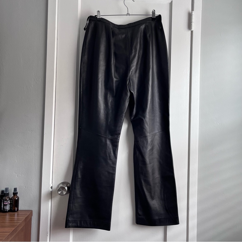 Valerie Stevens Black Leather Straight Leg Pants Sz 10